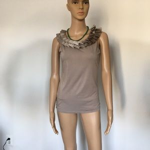ANN TAYLOR WOMEN'S SHIRT SLEEVELESS TAN SIZE S